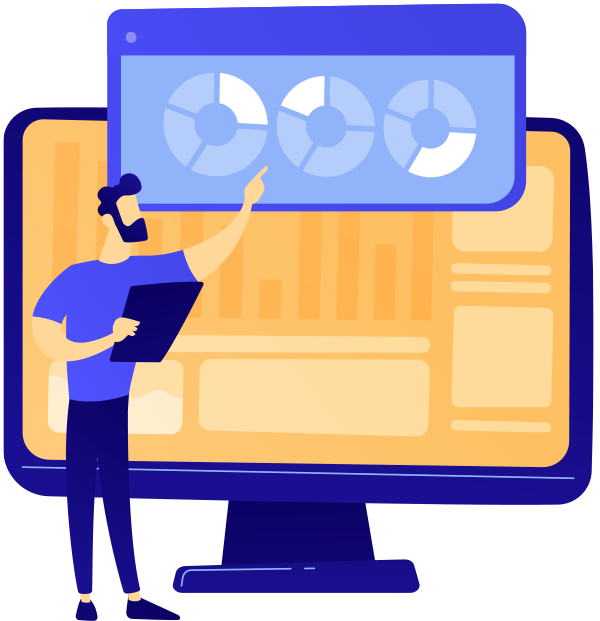 パソコンの画面と教える人